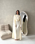 Leta Cream Pearl Choker Neck Modest Cape Dress