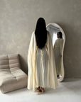 Leta Cream Pearl Choker Neck Modest Cape Dress