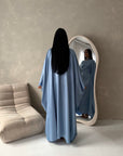 Vanity Blue Choker Cowl Neck Tie Back Kaftan Dress