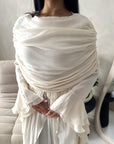 Lina Cream Elegant Shoulder Cape Frill Dress