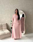 Lila Pink Mesh Frill Detail Lined Dress