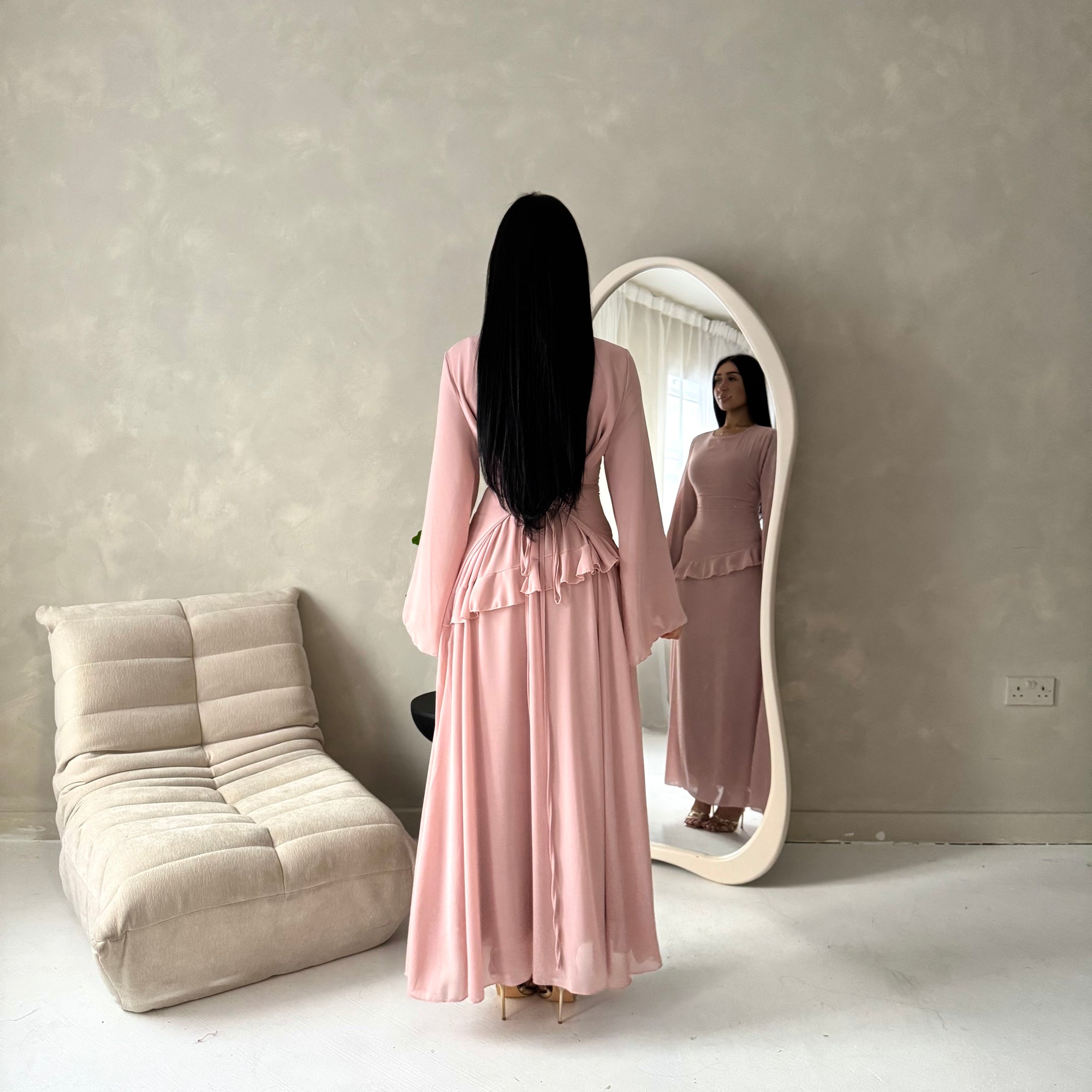 Lila Pink Mesh Frill Detail Lined Dress House Of Haniya Lila Pink Mesh Frill Detail Lined Dress House Of Haniya