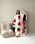 Falon Cream Linen Modest Summer Floral Dress