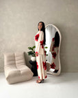 Falon Cream Linen Modest Summer Floral Dress