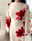 Falon Cream Linen Modest Summer Floral Dress