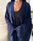 Nadia Navy Floral Print Modest Abaya Jacket