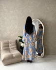 Geri Blue Linen Floral Summer Modest Dress