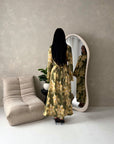 Geri Khaki Linen Floral Summer Modest Dress