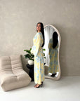 Geri Yellow Linen Floral Summer Modest Dress