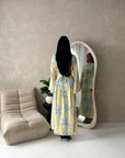 Geri Yellow Linen Floral Summer Modest Dress