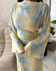 Geri Yellow Linen Floral Summer Modest Dress