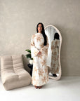 Geri Cream Linen Floral Summer Modest Dress