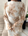 Geri Cream Linen Floral Summer Modest Dress