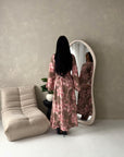 Geri Mocha Linen Floral Summer Modest Dress