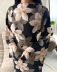 Geri Black Linen Floral Summer Modest Dress
