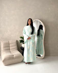 Marwa Mint Floral Embroidery Linen Summer Dress
