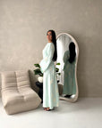 Marwa Mint Floral Embroidery Linen Summer Dress