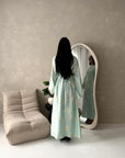 Marwa Mint Floral Embroidery Linen Summer Dress