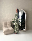 Marwa Khaki Floral Embroidery Linen Summer Dress