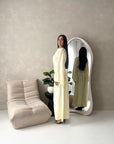Marwa Yellow Floral Embroidery Linen Summer Dress