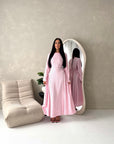 Rosh Pink With Black Polka Dot A line Summer Dress