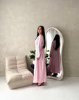 Rosh Pink With Black Polka Dot A line Summer Dress