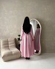Rosh Pink With Black Polka Dot A line Summer Dress