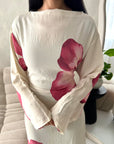 Tili Pink Modest Linen Floral Summer Tie Back Dress