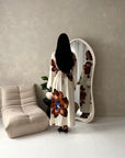 Tili Chocolate Modest Linen Floral Summer Tie Back Dress