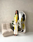 Tili Yellow Modest Linen Floral Summer Tie Back Dress