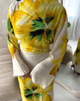 Tili Yellow Modest Linen Floral Summer Tie Back Dress