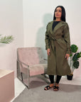 Azita Khaki Premium Quality Belted Plain Trench Coat