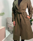 Azita Khaki Premium Quality Belted Plain Trench Coat