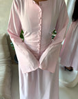 Elani Light Pink Button Detail Plain Smock Dress
