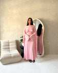 Malika Pink Lace Detail Cape Tie Back Dress