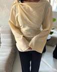 Naria Yellow Stripe Summer Attached Scarf Tie Back Top