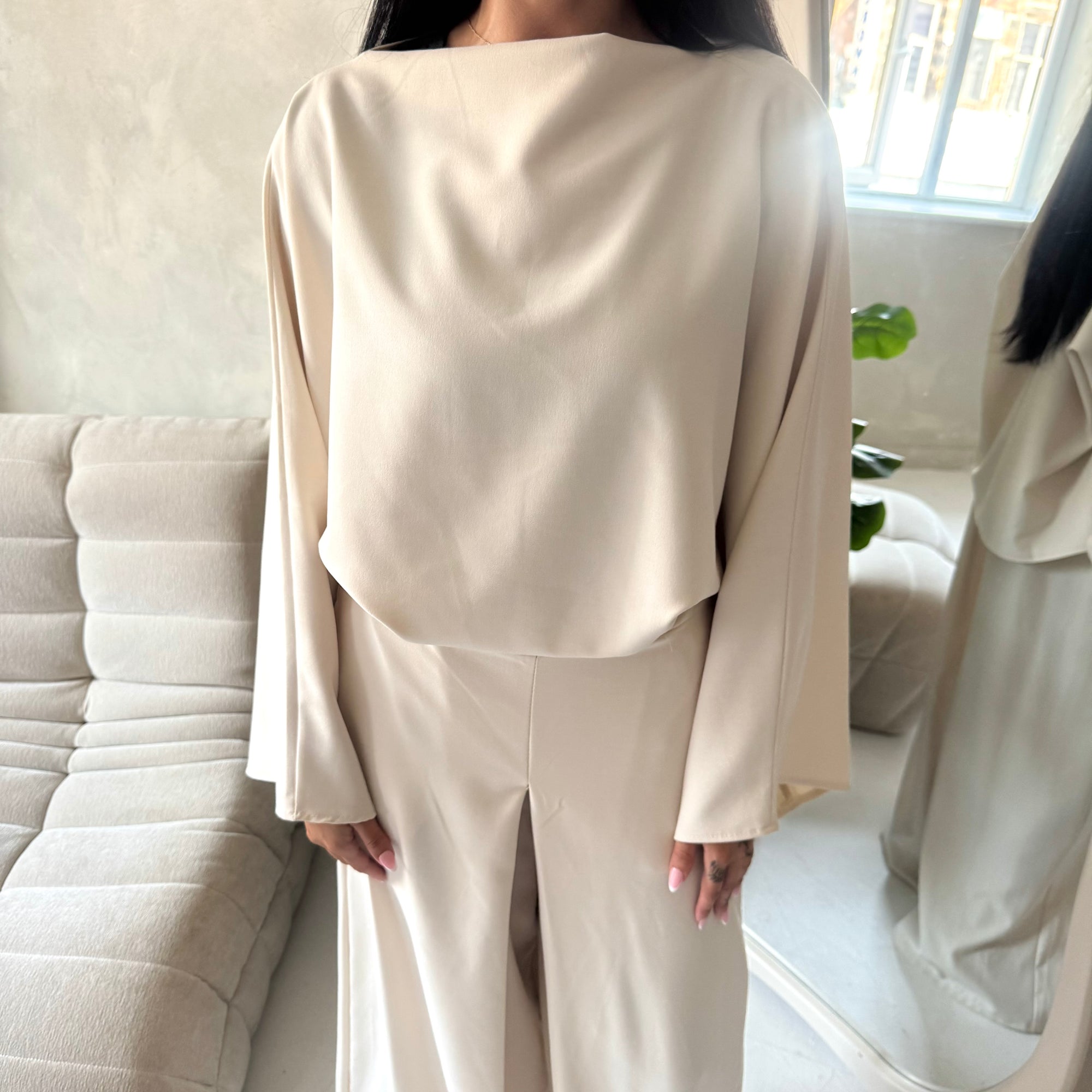 Numa Beige Baggy Fit Top &amp; Trouser Co Ord Set