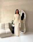 Mirya Beige Lace Lined Skirt Summer Co Ord Set