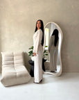 Ahura Beige V Neck Wrap Over Co Ord