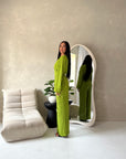 Ahura Lime Green V Neck Wrap Over Co Ord