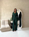 Ahura Emerald Green V Neck Wrap Over Co Ord