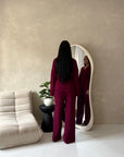 Ahura Wine V Neck Wrap Over Co Ord