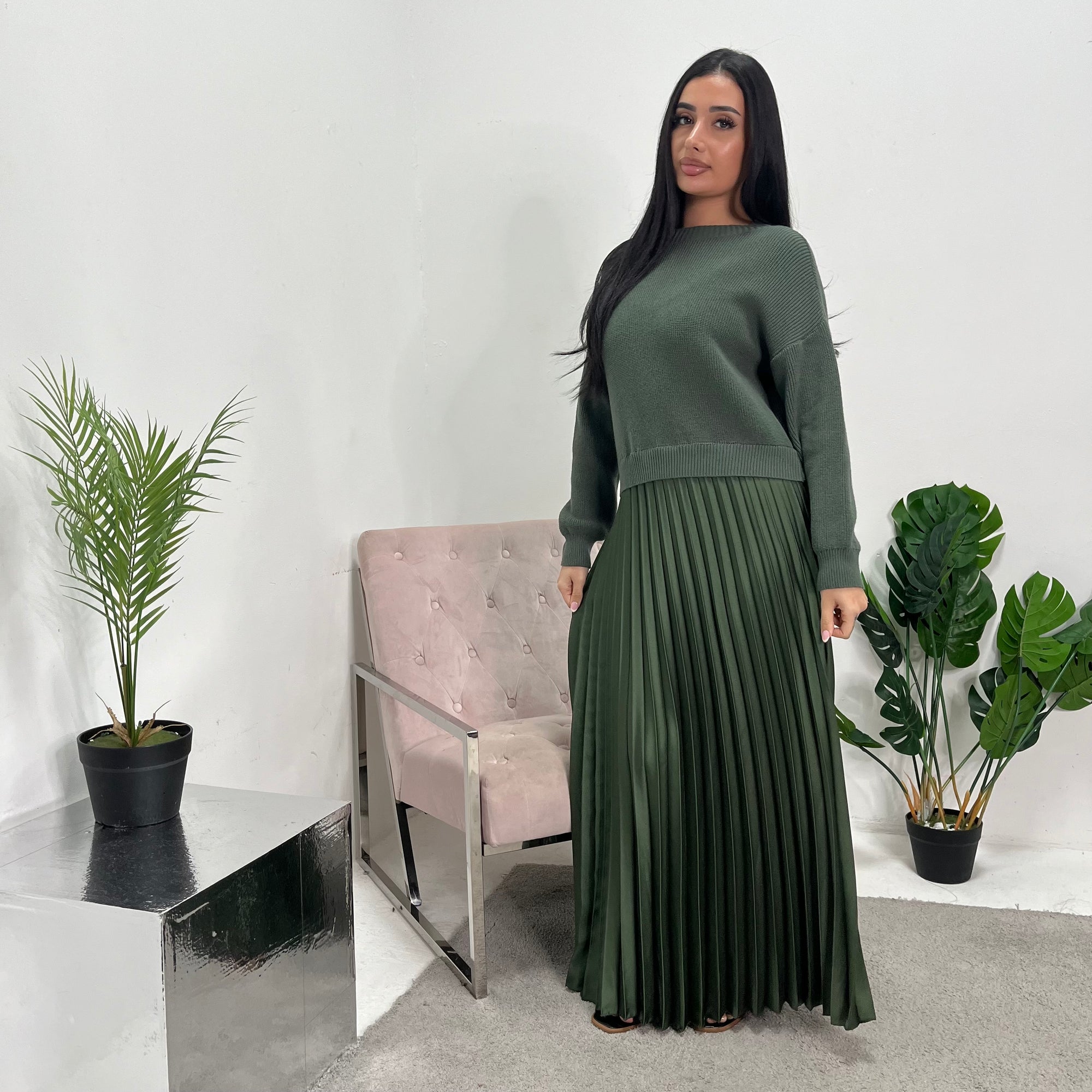 jumper pleated skirt dress Jumper Dress With Pleated Skirt Long Sleeve Jumper Pleated Bottom Dress (7 Colours)