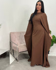 Miah Chocolate Modest Diamante Hot Fix Kaftan Dress