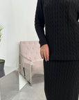 Akla Black Cable Knitted Skirt And Jumper Two Piece Set