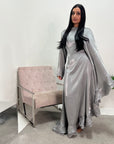 Nazah Grey Side Drape Modest Dress