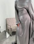 Nazah Grey Side Drape Modest Dress