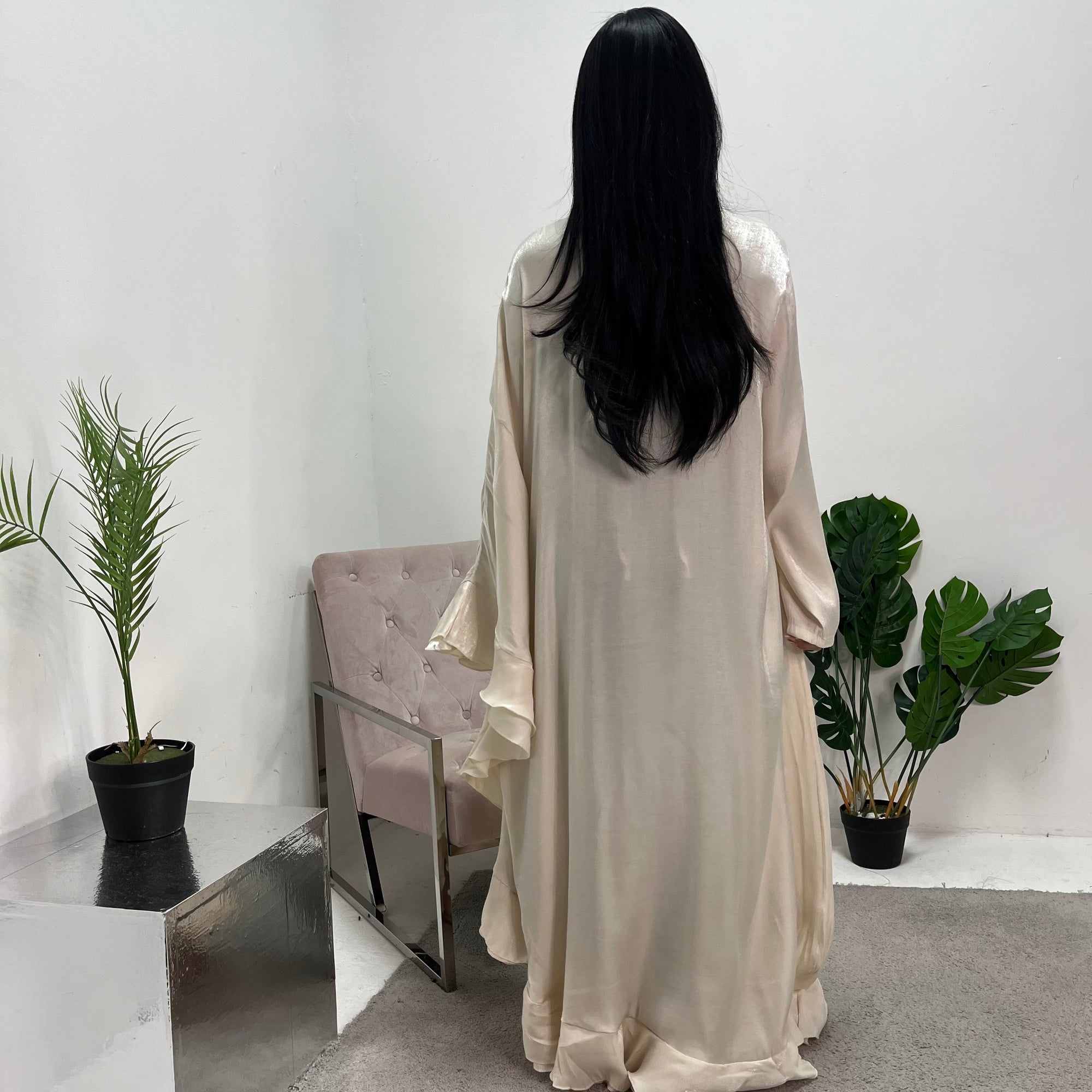 Nazah Cream Side Drape Modest Dress