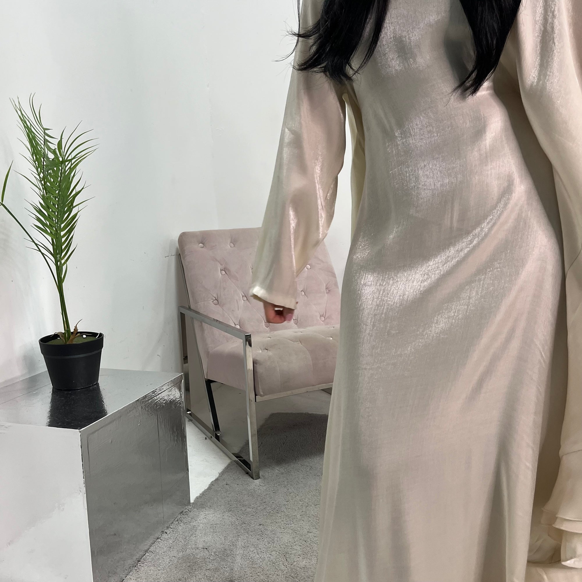 Nazah Cream Side Drape Modest Dress