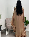 Nazah Camel Side Drape Modest Dress